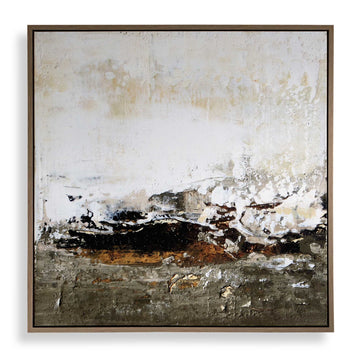 The Other Side - Framed Abstract Art - Black / Brown / Gray / Green / Orange / White / Yellow
