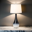 Glass Table Lamps With White Empire Shade (Set of 2) - Black And White