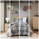 Blake - Plaid Duvet Cover Set - Tan / Gray