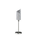 Bedside Table Lamp With White Swirl Novelty Shade - Silver