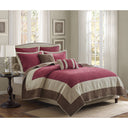 Attingham - King/California King 7 Piece Quilt Set With Euro Shams And Throw Pillows - Red