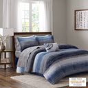 Saben - California King 9 Piece Comforter Set With Bed Sheets - Navy