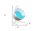 Metal Indoor Outdoor Swing Chair With Aqua Cushion - White