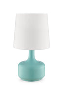 Metal Bedside Table Lamp With White Shade - Blue