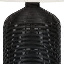 Rattan Round Table Lamp With Ivory Drum Shade - Black - HomeRoots - Table Lamps - Elite Enclave Home
