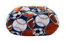 Microfiber Round Sports Pouf Cover - Blue And Orange