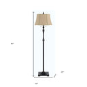 Two Light Traditional Shaped Floor Lamp With Brown Square Shade - Bronze - HomeRoots - Floor Lamps - Elite Enclave Home