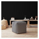 Cotton Gingham Pouf Cover - Black / Gray