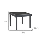 Square Glass Extendable Outdoor Side Table - Gray