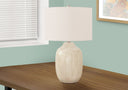 Ceramic Urn Table Lamp With Drum Shade - Cream - HomeRoots - Table Lamps - Elite Enclave Home