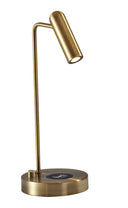 Metal LED Desk Lamp With USB And Wireless Charging - Brass