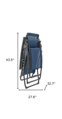 28" Metal Outdoor Zero Gravity Chair With Blue Cushion - Blue