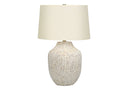Ceramic Round Table Lamp With Empire Shade - Cream - HomeRoots - Table Lamps - Elite Enclave Home