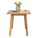 59" Solid Wood Outdoor Dining Table With Umbrella Hole - Natural