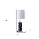 24" Bedside Table Lamp With White Drum Shade - Silver