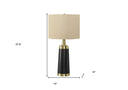 Metal Cylinder Table Lamp With Beige Drum Shade - Black And Gold - HomeRoots - Table Lamps - Elite Enclave Home