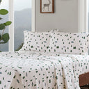 Flannel - 4 Piece Full Sheet Set - Green Trees & Trucks