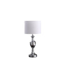 Metal Standard Table Lamp With White Shade - Silver