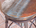 Antique - Stool With Iron Base - Multicolor