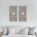 Botanical Panel - Botanical Panel Distressed Carved 2 - Piece Wall Decor Set - Antique Brown - Madison Park - Wall Decor - Elite Enclave Home