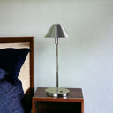 Metal Bedside Table Lamp With Silver Cone Shade - Silver
