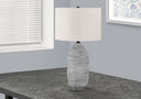 Cylinder Table Lamp With Ivory Drum Shade - Gray - HomeRoots - Table Lamps - Elite Enclave Home