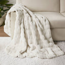 Vivienne - Faux Fur Throw - Ivory - Madison Park - Throws - Elite Enclave Home