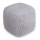Cotton, Blend Pouf Ottoman - Light Gray