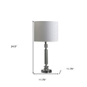 Crystal Column With White Drum Shade Table Lamp - Silver