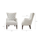 Hannah - Button Tufted Wing Chair - Ivory - Madison Park - Wingback Chairs - Elite Enclave Home