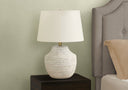 20" Concrete Urn Table Lamp With Empire Shade - Cream - HomeRoots - Table Lamps - Elite Enclave Home