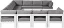 Nizuc - Outdoor Patio 11 Piece Modular Sectional With White Frame