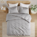Mina - Full/Queen Waffle Weave Textured Comforter Set - Light Gray