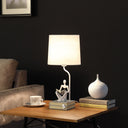 21" Table Lamp With White Globe Shade - White