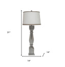 Table Lamp With White Empire Shade - Gray