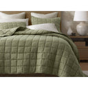 100% Linen - King/California King Linen Garment Washed Quilt Set - Olive Green - Harbor House - Quilts & Shams - Elite Enclave Home