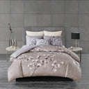Sakura Blossom - 3 Piece Sateen Printed Comforter Set - Lilac