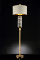 Column Floor Lamp With Off - White Drum Shade - Gold - HomeRoots - Floor Lamps - Elite Enclave Home