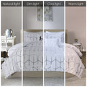 Raina - Metallic Printed Comforter Set - White / Silver