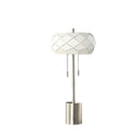 Metal Table Lamp With Geometric Laser Cut Metal Shade - Silver