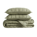 100% Linen - King/California King Linen Garment Washed Quilt Set - Olive Green - Harbor House - Quilts & Shams - Elite Enclave Home