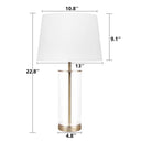 Metal Cylinder USB Table Lamp With Empire Shade - Clear / Gold / White - HomeRoots - Table Lamps - Elite Enclave Home