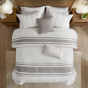 Morgan - 6 Piece Oversized Comforter Set - White / Gray