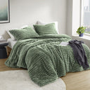 Avril - King/California King Fluffy Ribbed Plush Comforter Set - Green - Intelligent Design - Comforters & Sets - Elite Enclave Home