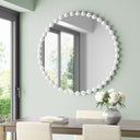 Marlowe - Big Beaded Round Wall Mirror - White - Madison Park Signature - Wall Mirrors - Elite Enclave Home