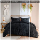 Lucy - Clip Jacquard Twin Comforter Set - Black