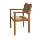 Wood And Rattan Indoor Outdoor Dining Chairs (Set of 2) - Natural