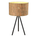 Metal Tripod Table Lamp With Beige Drum Shade - Black