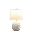Ceramic Faceted Table Lamp With Off - White Drum Shade - Cream - HomeRoots - Table Lamps - Elite Enclave Home
