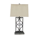 Industrial With Stacked Metal Pedestal Table Lamp - Gray